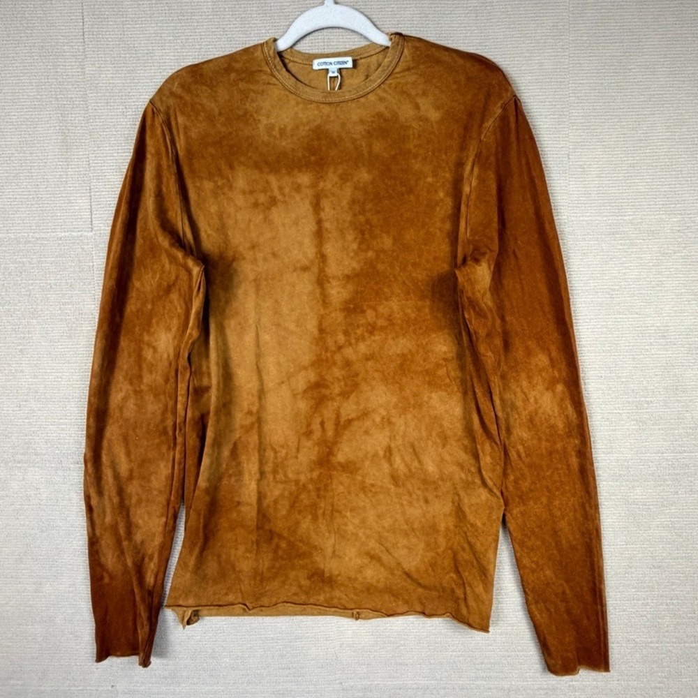 Cotton Citizen Long Sleeve Supima Cotton Crewneck Top Tobacco Brown Size M NWT